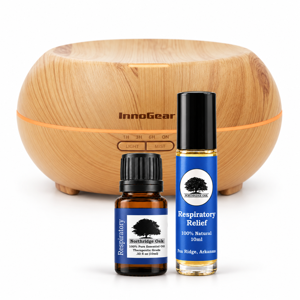 Respiratory Relief Blend + Roller + Diffuser Set Northridge Oak