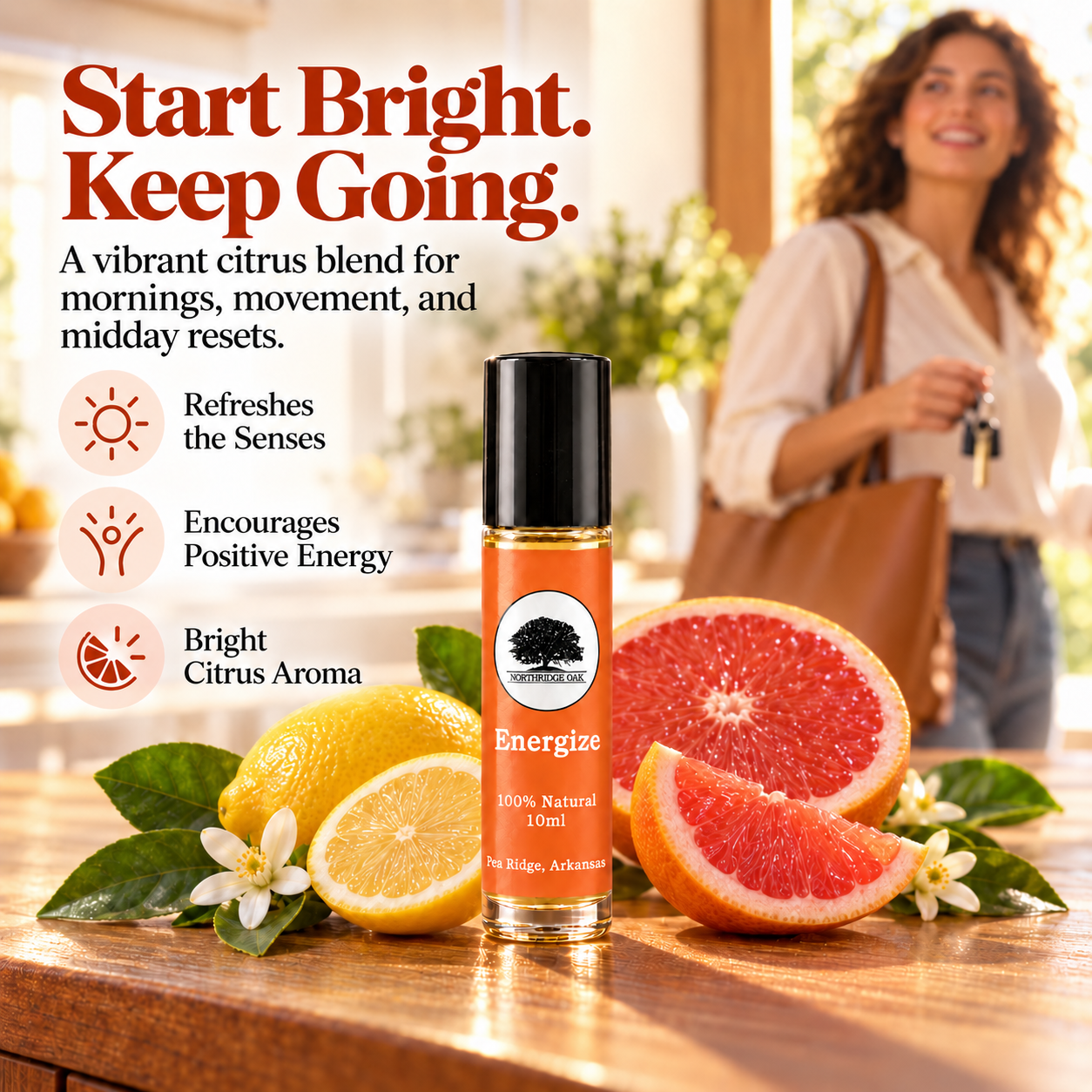 Energize Essential Oil Roller – 10 mL Northridge Oak