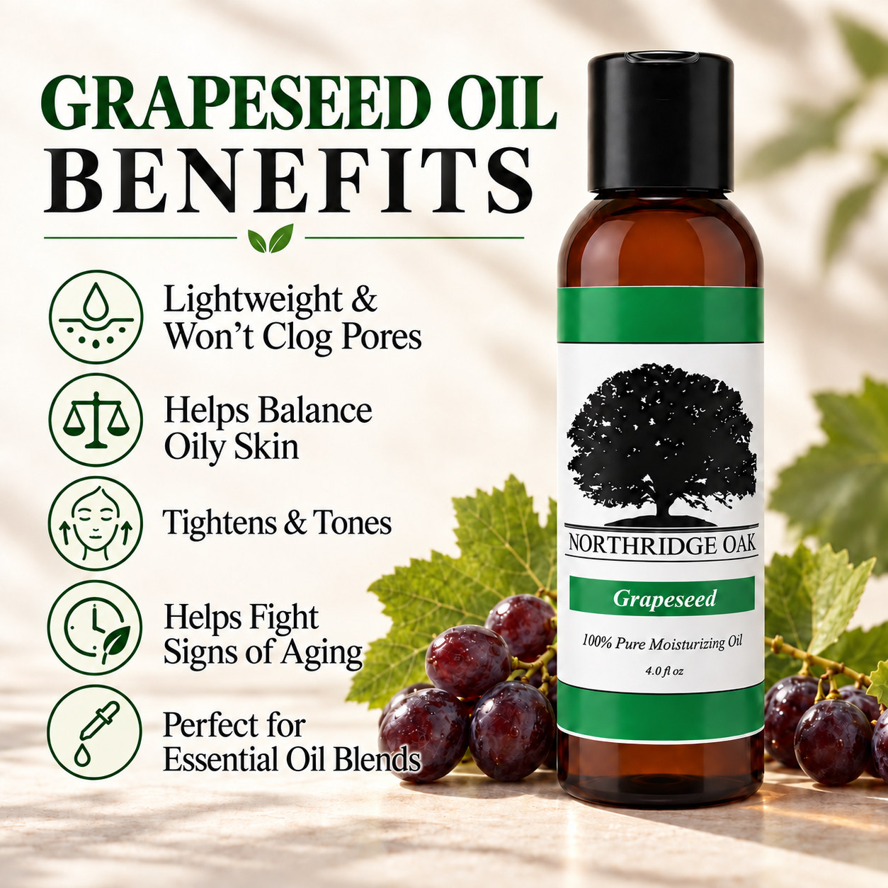 Grapeseed Oil – 4 oz Northridge Oak