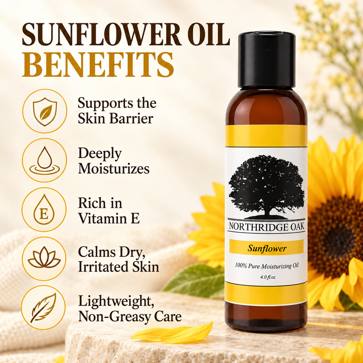 Sunflower Oil – 4 oz Northridge Oak