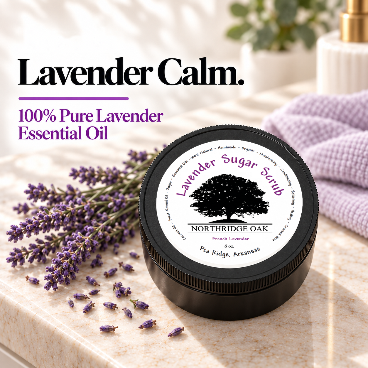 Lavender Sugar Scrub – 8 oz Northridge Oak