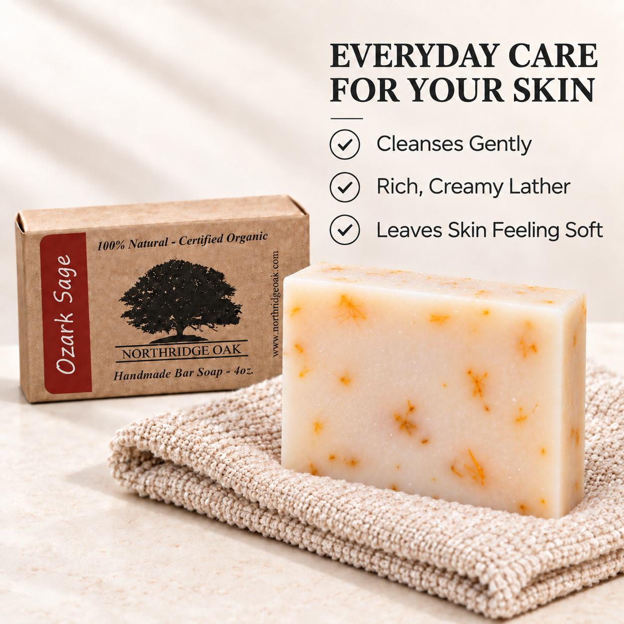 Organic Bar Soap – Ozark Sage – 4 oz Northridge Oak