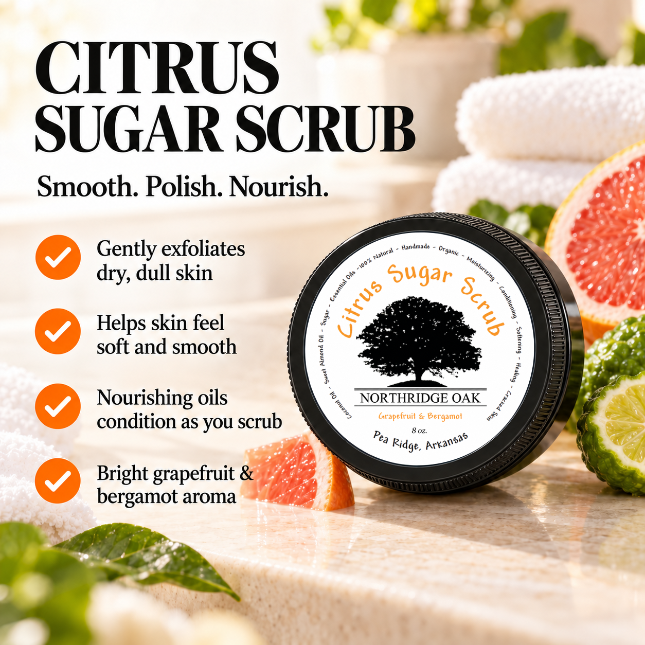 Citrus Sugar Scrub – 8 oz Northridge Oak
