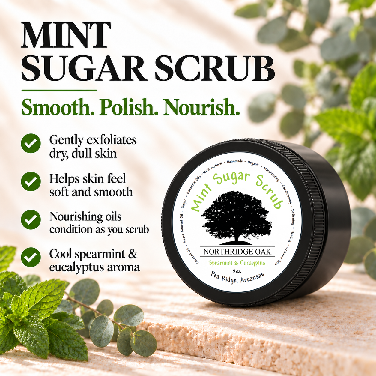 Mint Sugar Scrub – 8 oz Northridge Oak