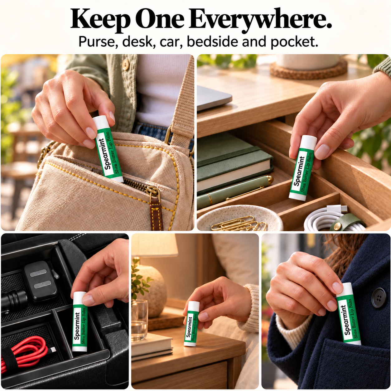 Beeswax Lip Balm – Spearmint 5 Pack Northridge Oak