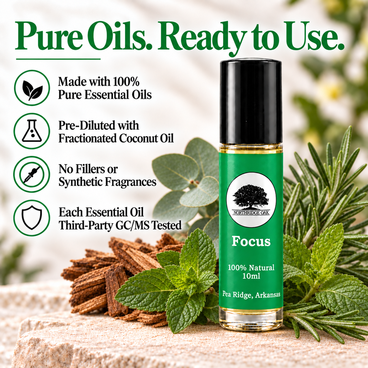 Focus Essential Oil Roller – 10 mL Northridge Oak