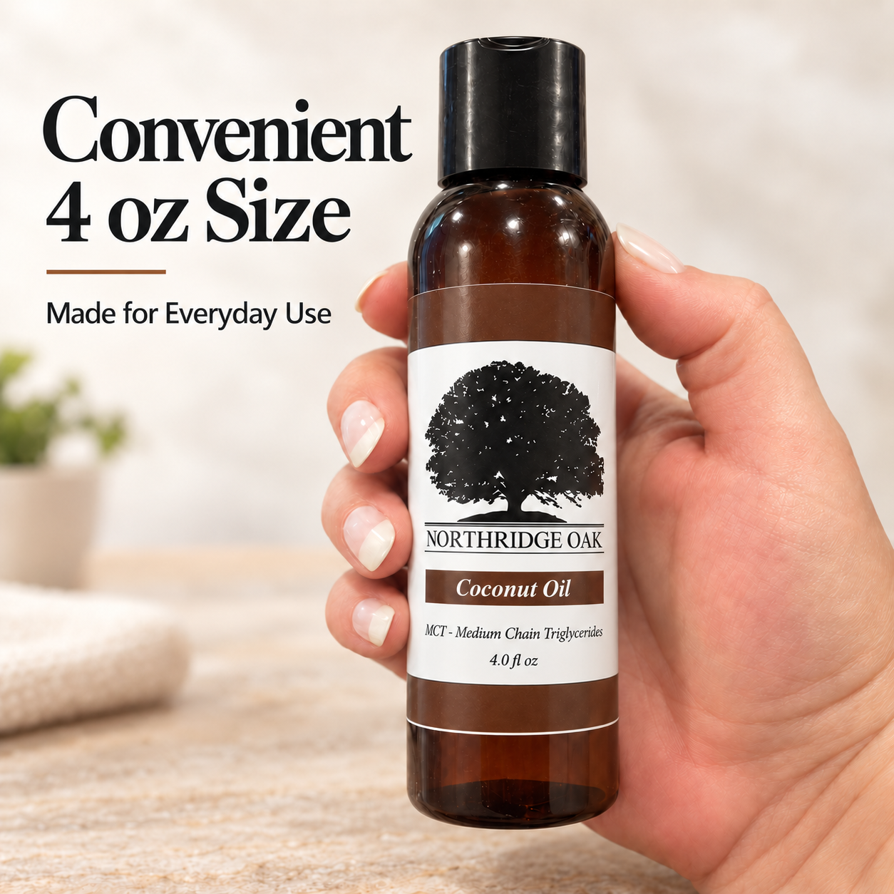 Fractionated Coconut Oil – 4 oz Northridge Oak