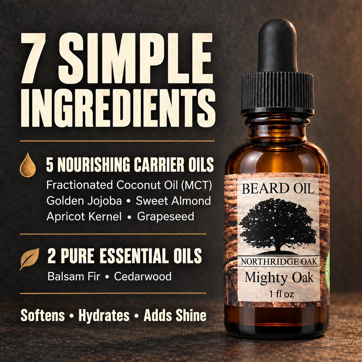 Mighty Oak Beard Oil – 1 oz Northridge Oak