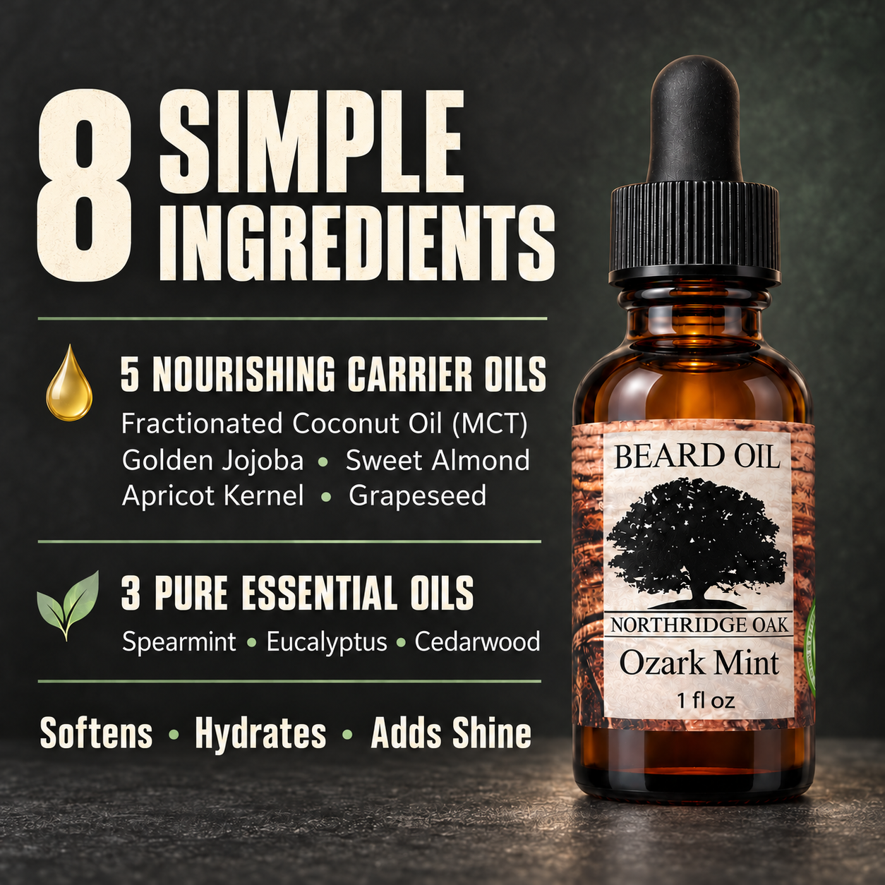 Ozark Mint Beard Oil – 1 oz Northridge Oak