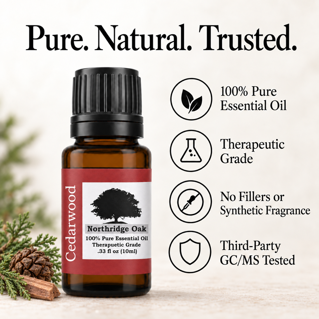100% Pure Cedarwood Essential Oil – 10 mL Northridge Oak
