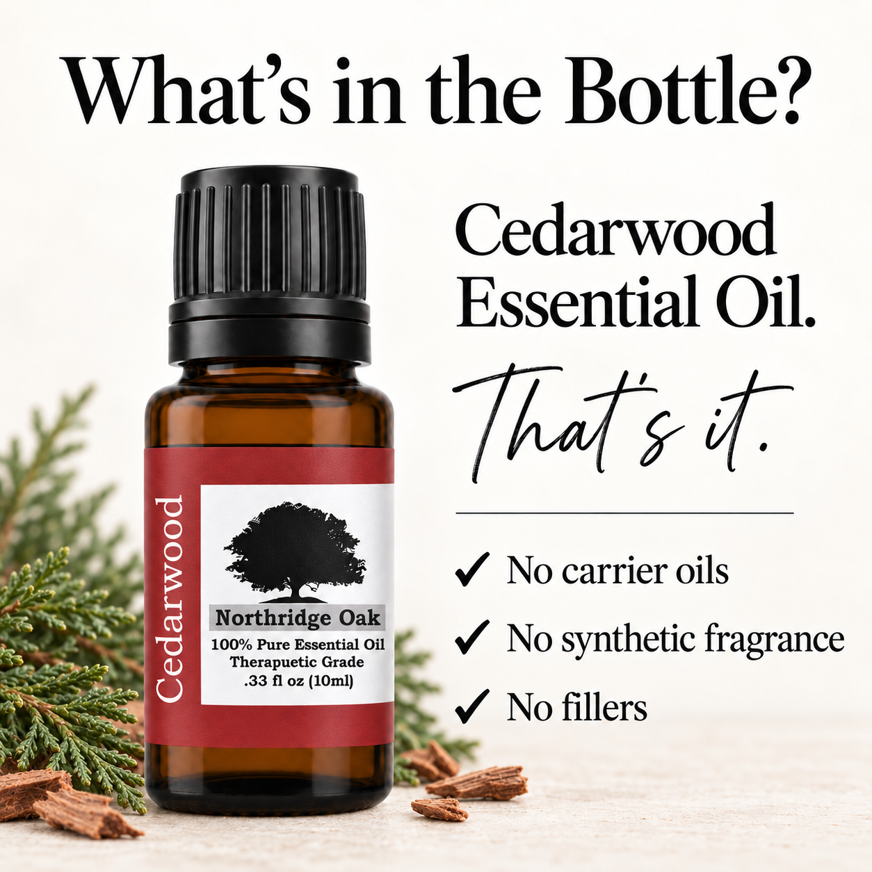 100% Pure Cedarwood Essential Oil – 10 mL Northridge Oak
