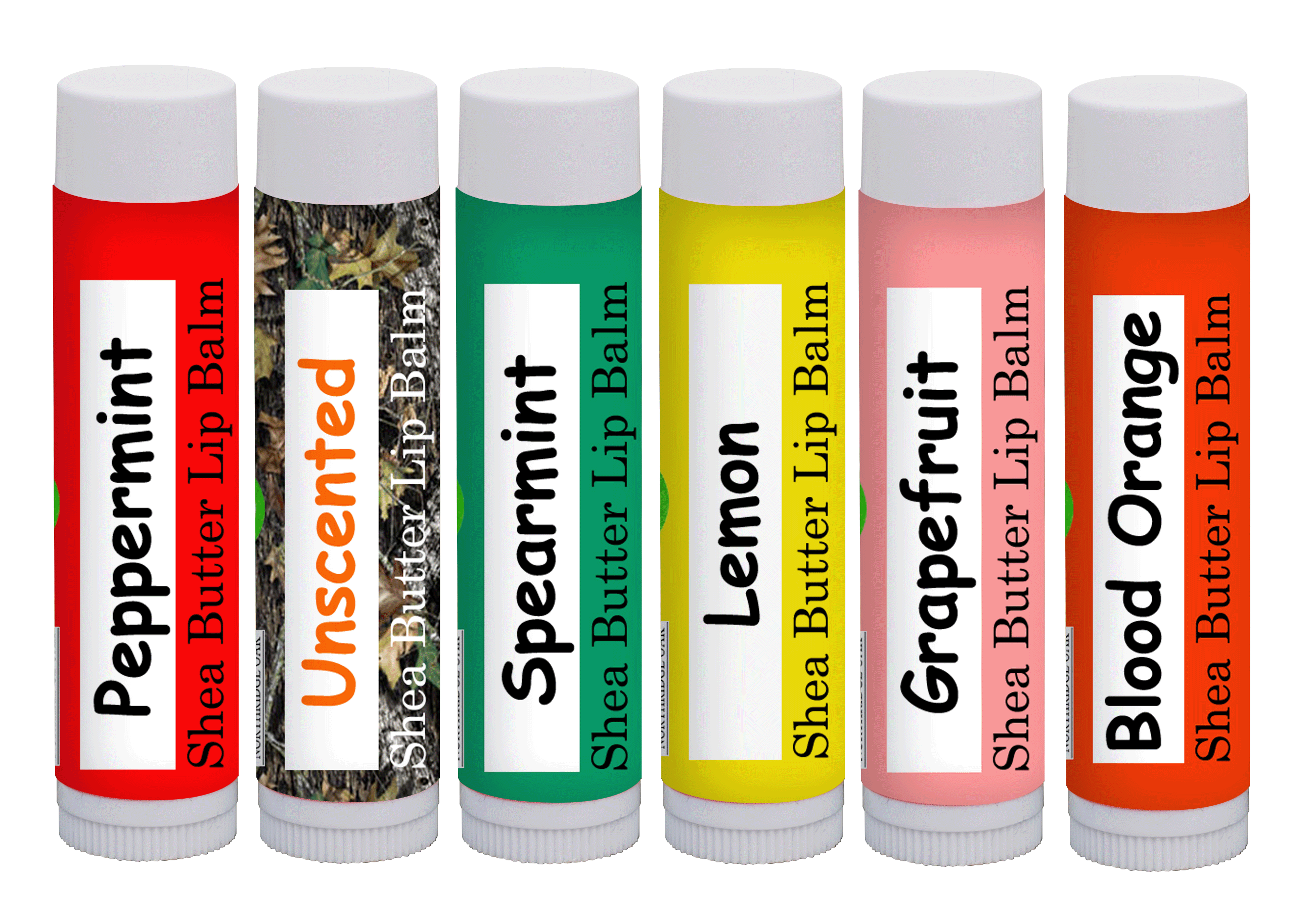 Northridge Oak - 100% All Natural Lip Balm - Variety 6 Pack - Blood Orange, Lemon, Grapefruit, Spearmint and Peppermint - Northridge Oak