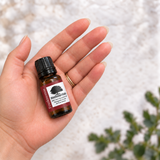 10 mL Frankincense essential oil bottle shown in an open palm for scale