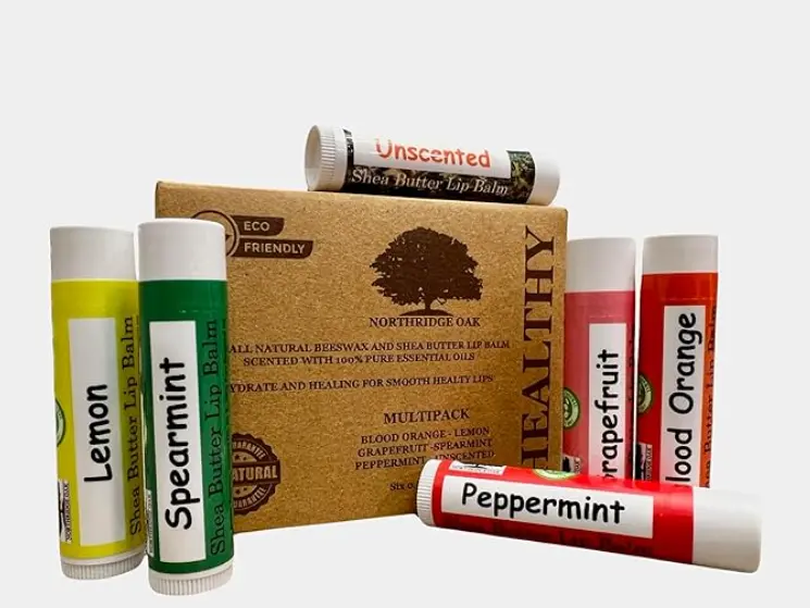 Northridge Oak - 100% All Natural Lip Balm - Variety 6 Pack - Blood Orange, Lemon, Grapefruit, Spearmint and Peppermint Northridge Oak LLC