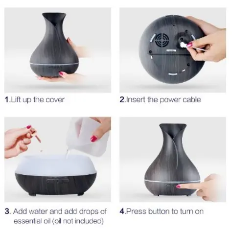 Diffuser - 400ml Ultrasonic Cool Mist Humidifier with Color LED Lights - Northridge Oak